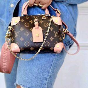 Louis Vuitton Petite Malle Souple in monogram canvas with a pink